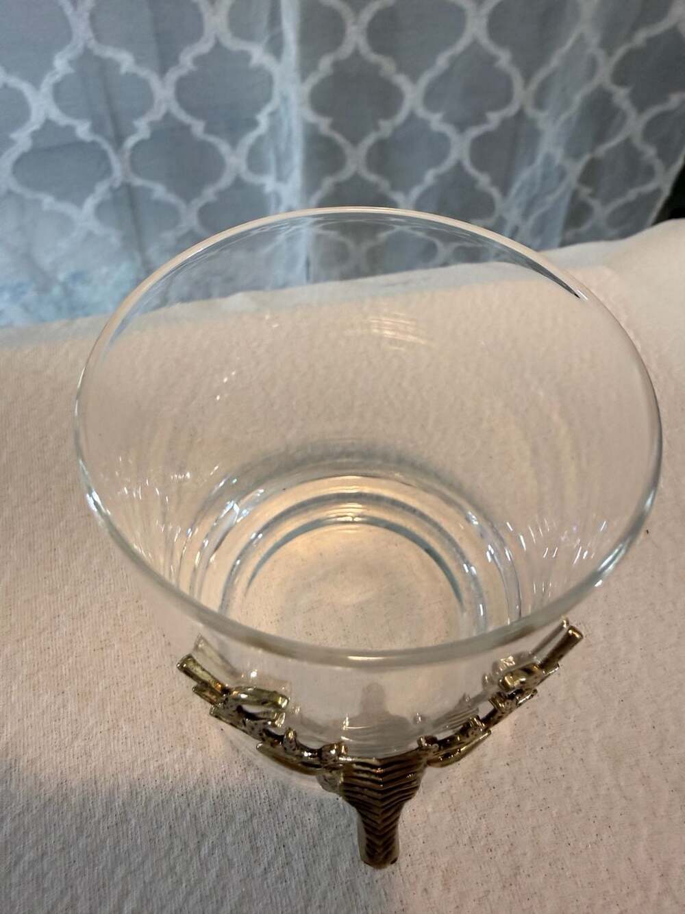 Clear Glass Whiskey Tumbler with Gold-Tone Stag Head Replacement - Picture 3 of 5